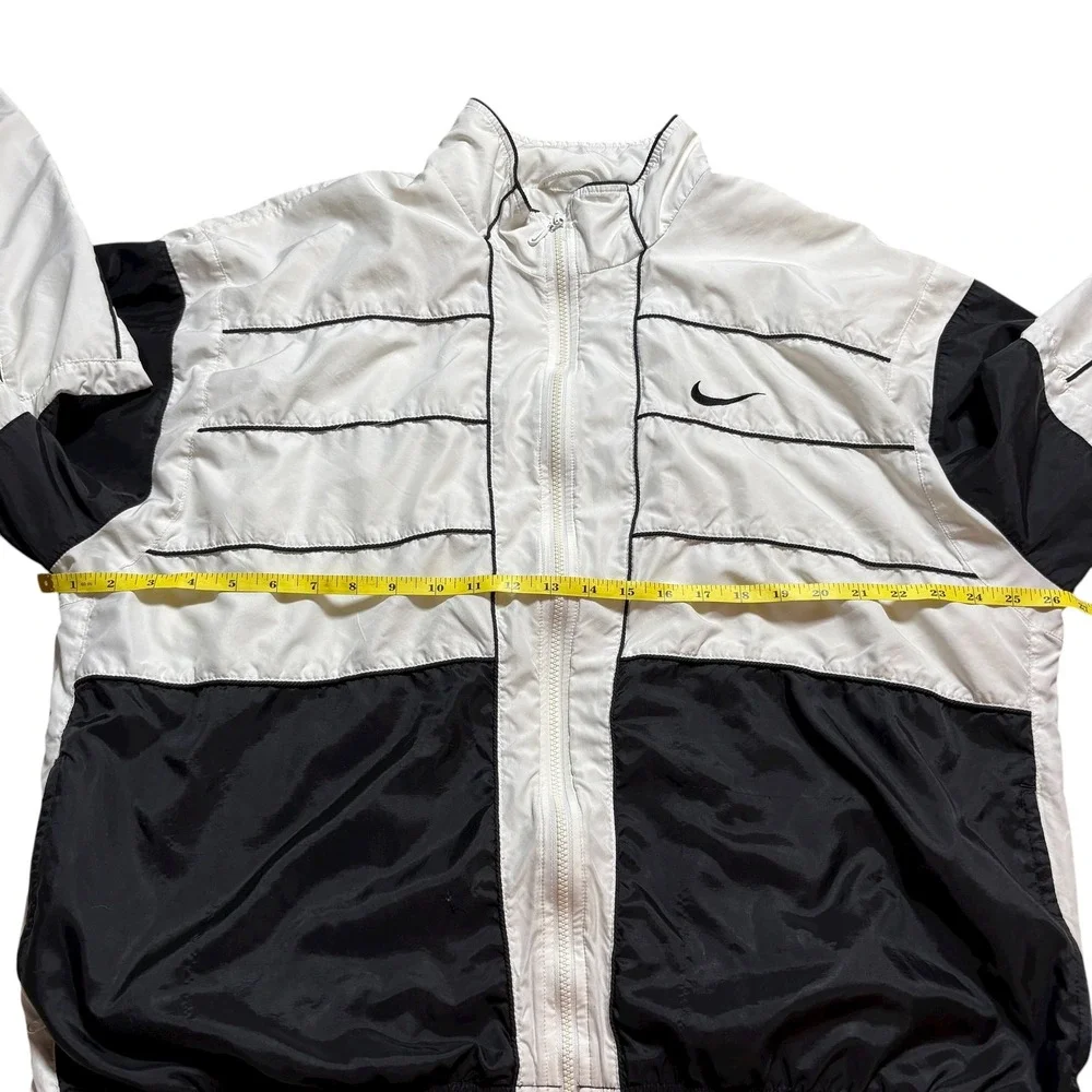Nike VINTAGE 90s Windbreaker Jacket White‎ Black Athletic Retro Mens XL